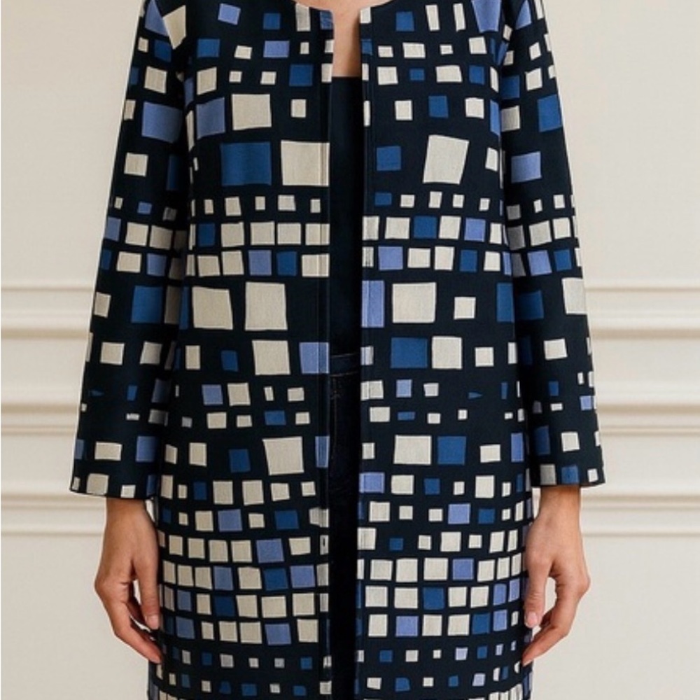 St John gorgeous fully lined Geometric Patterned Coat/jacket size 8 ex condition